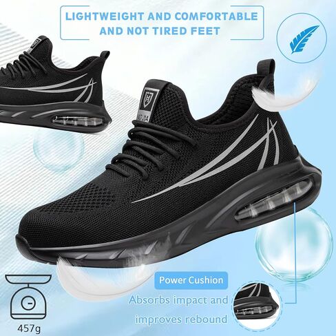 Safety Shoes Steel Toe Shoes for Men Women Breathable Safety Work Sneakers Lightweight Comfortable Proof Slip Resistant Fashion Sneakers Air Cushion Construction Industrial Shoes in Kuwait