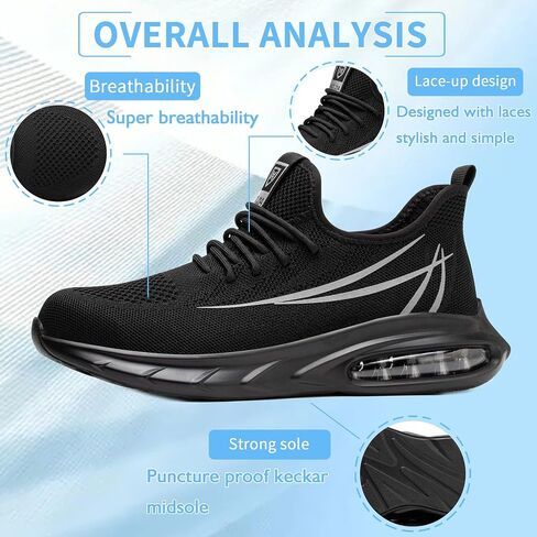 Safety Shoes Steel Toe Shoes for Men Women Breathable Safety Work Sneakers Lightweight Comfortable Proof Slip Resistant Fashion Sneakers Air Cushion Construction Industrial Shoes in Kuwait