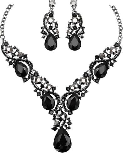 CSY الفاخرة النمساوية كريستال قلادة أقراط حجر الراين الزفاف حفل زفاف مجموعات المجوهرات للعرائس وصيفات الشرف النساء in Kuwait