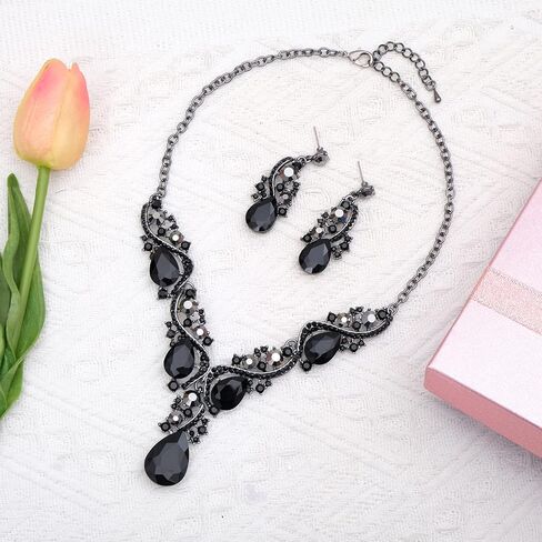 CSY الفاخرة النمساوية كريستال قلادة أقراط حجر الراين الزفاف حفل زفاف مجموعات المجوهرات للعرائس وصيفات الشرف النساء in Kuwait