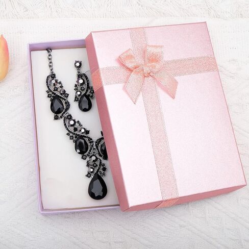 CSY الفاخرة النمساوية كريستال قلادة أقراط حجر الراين الزفاف حفل زفاف مجموعات المجوهرات للعرائس وصيفات الشرف النساء in Kuwait