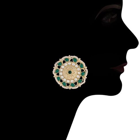 مجموعة مجوهرات I Jewels مطلية بالذهب 18 قيراط لحفلات الزفاف الهندي بوليوود كوندان واللؤلؤ مرصعة بقلادة للنساء/الفتيات (K7208) in Kuwait