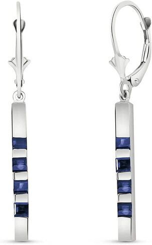 Galaxy Gold GG 14K Solid Gold Leverback Earring Bar with Natural Sapphires in Saudi Arabia
