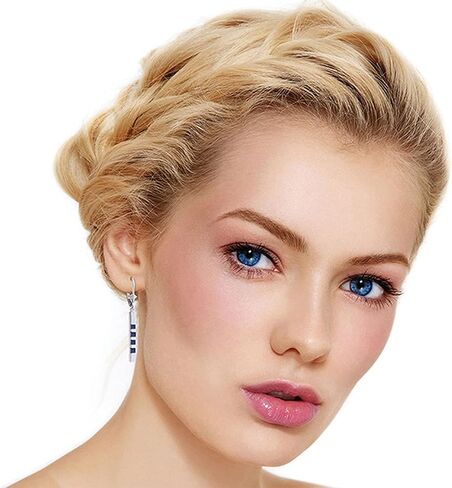 Galaxy Gold GG 14K Solid Gold Leverback Earring Bar with Natural Sapphires in Saudi Arabia