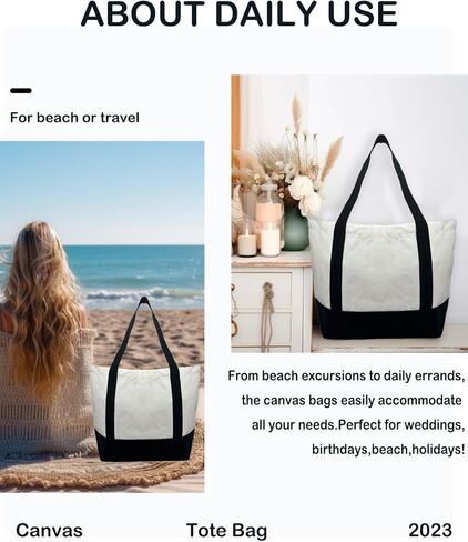 حقيبة حمل قماشية من Givvo للنساء، حقيبة حمل شخصية هدية عيد ميلاد، حقائب حمل أولية كبيرة الحجم لصديق المعلم وحفلات زفاف على الشاطئ in Kuwait