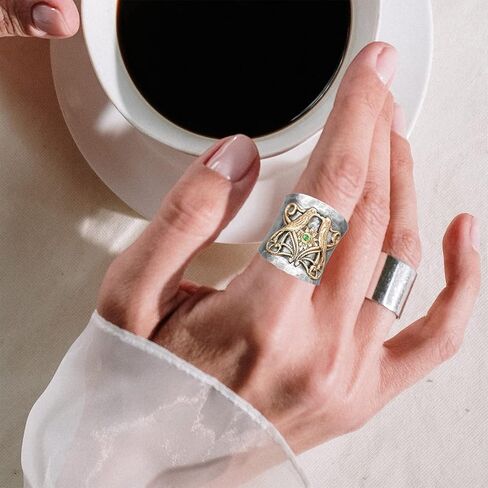 MYLYAHY خاتم اليعسوب النحل للنساء، خاتم إبهام من الفضة الإسترليني S925، خاتم بشريط عريض، خاتم بوهو in Kuwait