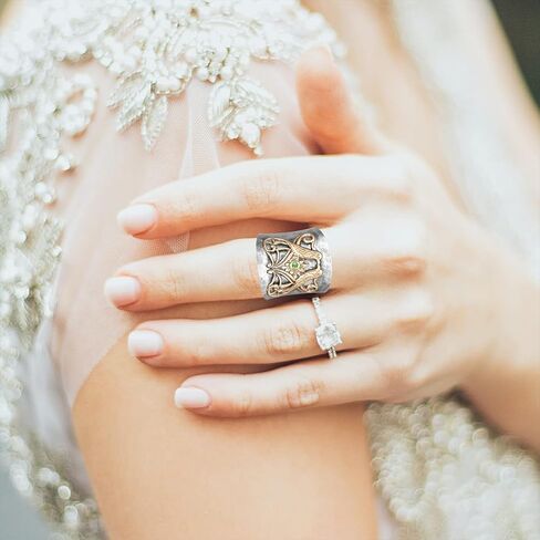 MYLYAHY خاتم اليعسوب النحل للنساء، خاتم إبهام من الفضة الإسترليني S925، خاتم بشريط عريض، خاتم بوهو in Kuwait