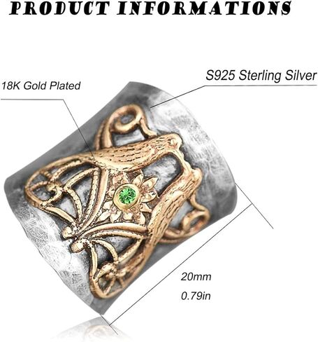 MYLYAHY خاتم اليعسوب النحل للنساء، خاتم إبهام من الفضة الإسترليني S925، خاتم بشريط عريض، خاتم بوهو in Kuwait