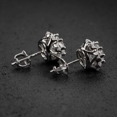 Men's Women's Round Flower Set 925 Sterling Silver Cluster Stud Hip Hop Earrings in Saudi Arabia