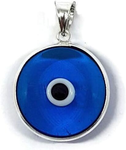Mystic Jewels by Dalia – Glass Evil Eye Pendant for Good Luck – 925 Sterling Silver – Diameter of Pendant 0,6 inches in Saudi Arabia