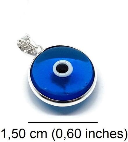 Mystic Jewels by Dalia – Glass Evil Eye Pendant for Good Luck – 925 Sterling Silver – Diameter of Pendant 0,6 inches in Saudi Arabia