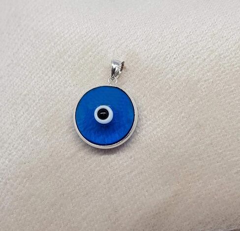 Mystic Jewels by Dalia – Glass Evil Eye Pendant for Good Luck – 925 Sterling Silver – Diameter of Pendant 0,6 inches in Saudi Arabia