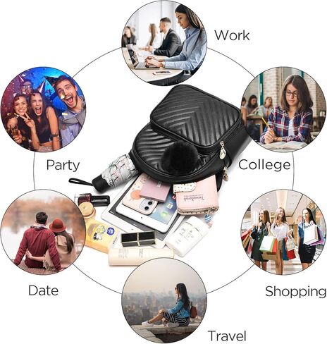 I IHAYNER حقيبة ظهر صغيرة للنساء 3-PCS حقيبة ظهر جلدية محفظة حقائب ظهر صغيرة للنساء السيدات Pompom حقيبة ظهر كتف وردي in Kuwait