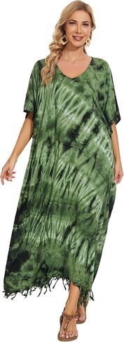 Beautybatik Women Hippie Tie Dye Caftan Kaftan Loungewear Maxi Plus Size Long Dress XL to 4X in Saudi Arabia