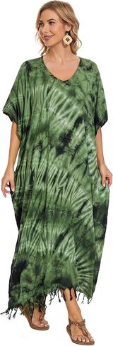 Beautybatik Women Hippie Tie Dye Caftan Kaftan Loungewear Maxi Plus Size Long Dress XL to 4X in Saudi Arabia
