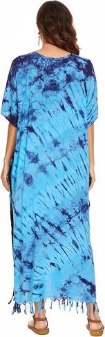 Beautybatik Women Hippie Tie Dye Caftan Kaftan Loungewear Maxi Plus Size Long Dress XL to 4X in Kuwait