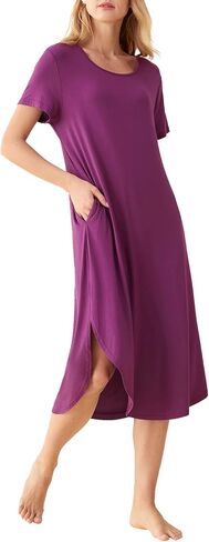 Latuza Women's Soft Viscose Short Sleeves Long Nightgown in Kuwait
