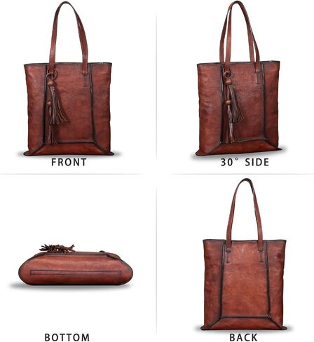 Geniune Leather Shoulder Bag for Women Vintage Handmade Top Handle Large Capacity Satchel in Kuwait
