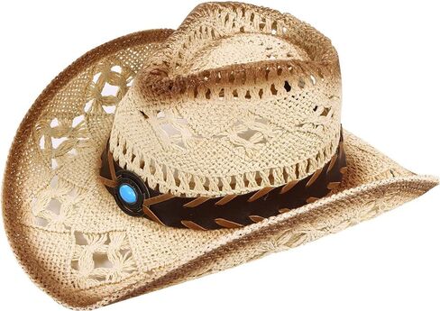 Simplicity Kids Western Cowboy Hat Toddler Straw Sun Hat with Decorated Headband, 3-5 Years in Saudi Arabia