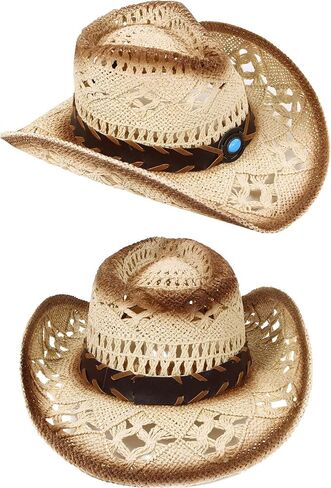 Simplicity Kids Western Cowboy Hat Toddler Straw Sun Hat with Decorated Headband, 3-5 Years in Saudi Arabia
