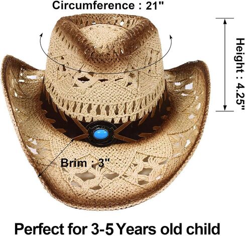 Simplicity Kids Western Cowboy Hat Toddler Straw Sun Hat with Decorated Headband, 3-5 Years in Saudi Arabia