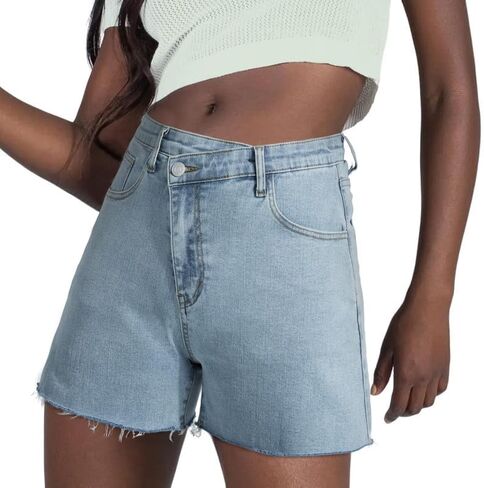 Women's Juniors Crisscross Jean Shorts - High Waisted Stretchy Denim Shorts Casual Summer Clothes Hot Shorts(XS-XL) in Kuwait