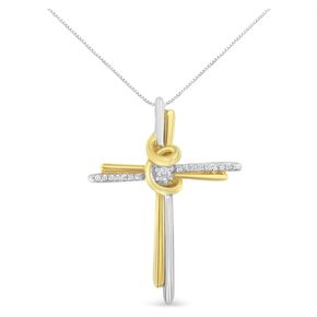 Espira 10K Diamond-Accented Cross 18" Pendant Necklace (J-K Color, I2-I3 Clarity) - Choice of Metal Color & Carat Weight in Saudi Arabia