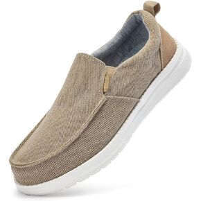 RYIKA Mens Slip-on Shoes Casual Loafers - Mens Canvas Boat Shoes Comfortable Lightweight Walking Shoes Wide Width