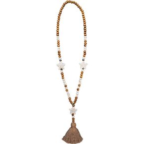 smongdelis boho الفيروز القلائد للنساء، اليدوية شل طويل قلادة للنساء الأزياء والمجوهرات بيان مطرز القلائد الهبي البوهيمي شرابة الخشب قلادة in Kuwait