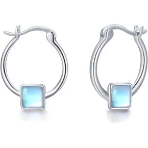 CHENGHONG Moonstone الأقراط 925 الفضة الاسترليني جولة / القلب / نجمة Huggie هوب الأقراط للنساء الأقراط هيبوالرجينيك للآذان الحساسة Moonstone مجوهرات هدايا للفتيات المراهقات in Kuwait