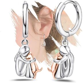 Huggie Hoop Earrings for Girls Hypoallergenic - Sterling Silver Puppy Earrings Cute Animal Pet Dog Drop Dangle Earrings for Women Teens Animal Lover Jewelry Gifts for Christmas in Saudi Arabia