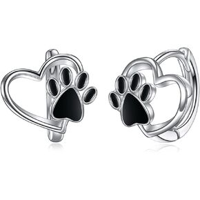Paw Print Earrings 925 Sterling Silver Cat Claw Earrings Hypoallergenic Hoop Earrings Jewelry Gifts for Women Girl, Sterling Silver, No Gemstone in Kuwait
