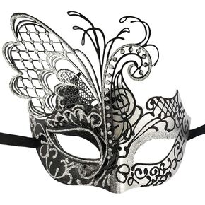 زيفينا قناع تنكري بتصميم فراشة للنساء، قناع فينيسي اسود وفضي in Kuwait