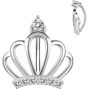 AccGin 14G 925 Sterling Silver Clicker Belly Button Ring Crown Shape Belly Barbell Piercing 10/12mm Reverse Curved Hoop Navel Barbell Piercing Jewelry Silver Gold 1pc