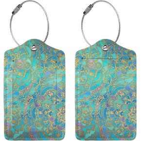 علامة الأمتعة Gocerktr بمقاييس قوس قزح على شكل حورية البحر مع غطاء خلفي كامل للخصوصية وحقيبة اسم وبطاقة الهوية ومجموعة علامات من جلد البولي يوريثان وعلامة الأمتعة المصنوعة من الفولاذ المقاوم للصدأ للنساء والرجال للسفر (قطعة واحدة) in Kuwait