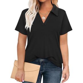 RITERA Plus Size Tops for Womens Polo Shirt Zipper Tshirt Office Business V Neck Tunic Work Blouses Dressy Collared Clothes in Kuwait