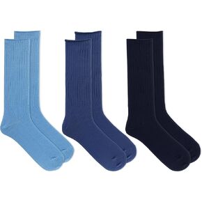 جوارب Chaps الرجالية الممتازة 5x1 True Rib Dress Crew - مجموعة من 3 أزواج - مزيج مريح ومطاط بلون موحد in Kuwait