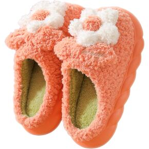 FRZTOUR Plush Floral Slippers Adult Women’s Men’s Warm home Indoor Non-Slip Flowers for Winter Comfort