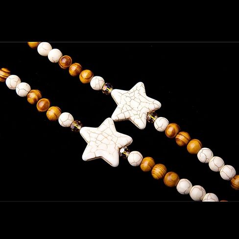 smongdelis boho الفيروز القلائد للنساء، اليدوية شل طويل قلادة للنساء الأزياء والمجوهرات بيان مطرز القلائد الهبي البوهيمي شرابة الخشب قلادة in Kuwait