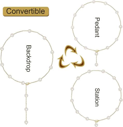 Trendlooks Freshwater Pearl Station Necklace Dainty Pearls Pendant Choker Y-Necklace BTY Necklace Women Pearl Necklace for Wedding Bride, Sterling Silver, Pearl in Kuwait