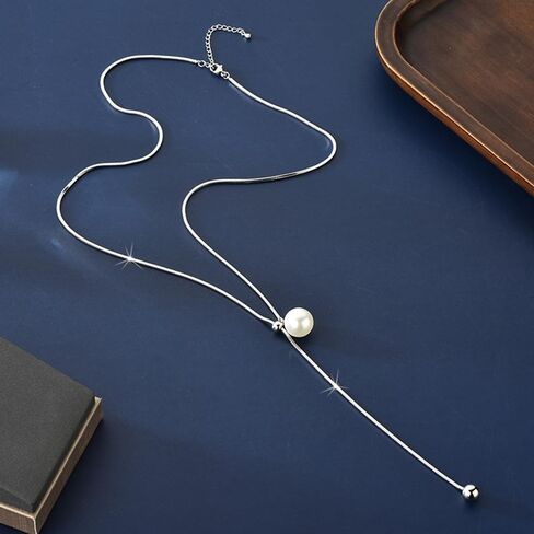 Sither Pearl Bead Necklace for Women Long Sweater Chain Y Necklace Wedding Dressy Necklace Jewelry for Winter Evening Party Christmas Gift in Saudi Arabia