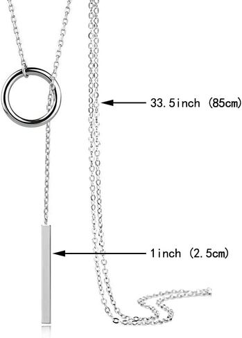 Vonluxy Long Lariat Bar Necklaces for Women,Stainless Steel Silver Adjustable Y Shape Drop Necklace Birthday Gifts for Her in Saudi Arabia