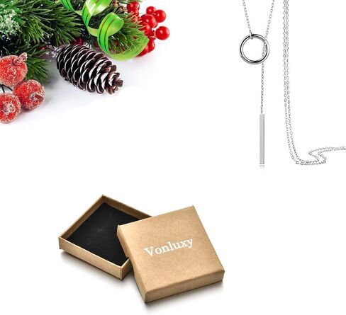 Vonluxy Long Lariat Bar Necklaces for Women,Stainless Steel Silver Adjustable Y Shape Drop Necklace Birthday Gifts for Her in Saudi Arabia