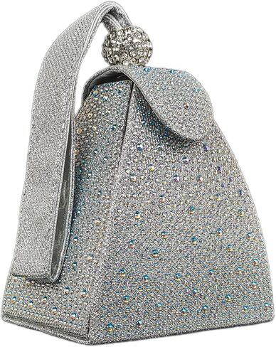 Women Rhinestone Unique Evening Bag Triangle Handbag Wristlet Clutch Purse Wrist Bag in Saudi Arabia