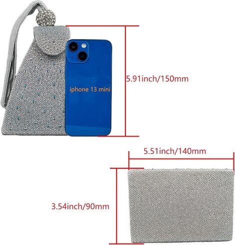 Women Rhinestone Unique Evening Bag Triangle Handbag Wristlet Clutch Purse Wrist Bag in Saudi Arabia