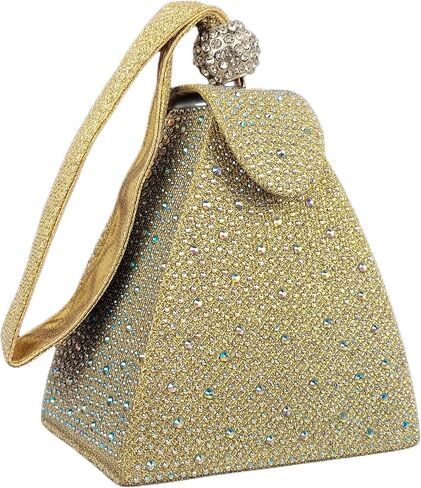Women Rhinestone Unique Evening Bag Triangle Handbag Wristlet Clutch Purse Wrist Bag in Saudi Arabia