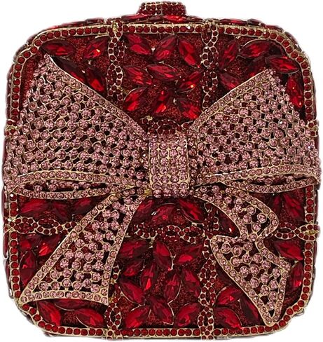 Bowknot لطيف صندوق كريستال مخلب حقيبة سهرة فاخرة المرأة سباركلي حجر الراين حقائب اليد والمحافظ in Kuwait