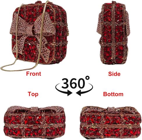 Bowknot لطيف صندوق كريستال مخلب حقيبة سهرة فاخرة المرأة سباركلي حجر الراين حقائب اليد والمحافظ in Kuwait
