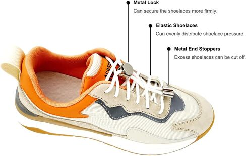 Ahoper Metal Lock - No Tie Shoe Laces for adults, Elastic Shoelaces for sneakers, tieless for kids, Shoe strings, 3 Pairs in Saudi Arabia