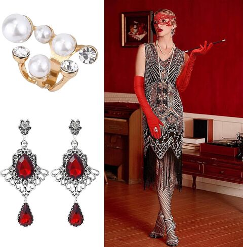 Nobgum 9 PCS 1920s Gatsby Costumes Accessories for Women, Roaring 20s Costume Flapper Accessories for 1920s Party in Kuwait